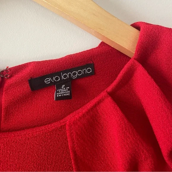 Red Eva Longoria for The Limited sheath dress, ruffled shoulder. Size 2 - Picture 2 of 8
